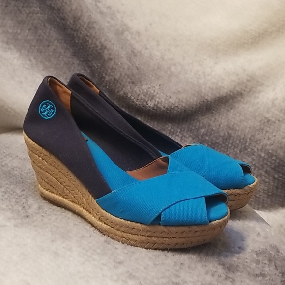 Tory Burch Shoes - Tory Burch 2tone espadrilles  navy and turquoise